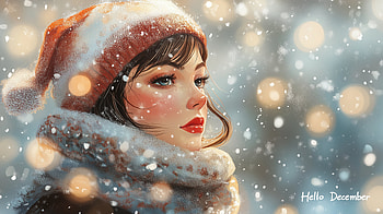 Hello December: A Beautiful of a Winter's Girl, Hello December, drawing, girl HD wallpaper