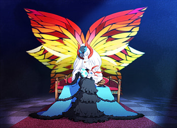 Mystical Human Butterfly, egg, colorful wings, beautiful lady, volcarona, cute, anime, kiyoi, larvesta, fantasy anime, pokemon HD wallpaper