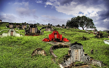 chinese graveyard near kuala lumpur r, monuments, r, grass, graveyard, oriental, hill HD wallpaper