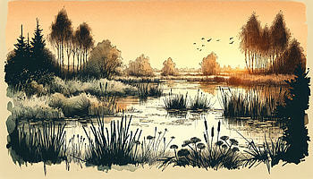 Golden Marsh Sunset, marsh, landscape, nature, water HD wallpaper