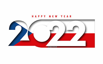 Happy New Year 2022 Czech Republic, white background, Czech Republic 2022, Czech Republic 2022 New Year, 2022 concepts, Czech Republic, Flag of Czech Republic HD wallpaper