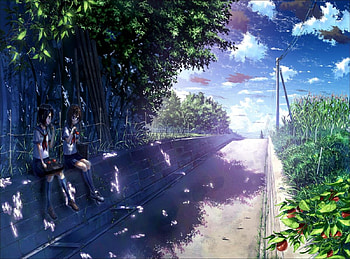 Summer Day, orginal, art, scenic, sky, girls, school uniform HD wallpaper