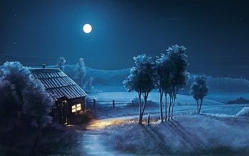 Landscape Night Moon Stars, landscape, night, moon, stars, nature HD wallpaper