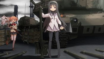 Puella Magi Madoka Magica, Anime, Homura Akemi, Kyuubey (Puella Magi Madoka Magica), Madoka Kaname HD wallpaper