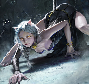 Cat girl, art, frumusete, fantasy, totirrl, park pyeongjun, cat, girl HD wallpaper