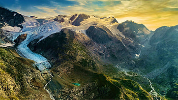 The Stein Glacier on the Susten Pass in the Alps, Switzerland, clouds, landscape, sky, rocks, sunset HD wallpaper