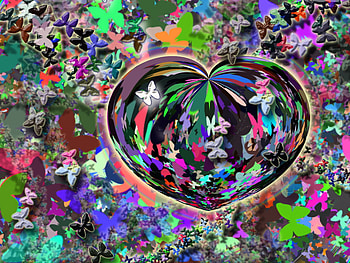 Heart butterfly, abstract, butterfly, 3d, popular, colors, heart HD wallpaper