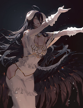 Albedo, art, horn, girl, overlord, anime HD phone wallpaper