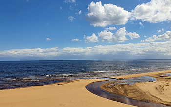 Beach in Latvia, sea, sand, clouds, Latvia, beach HD wallpaper