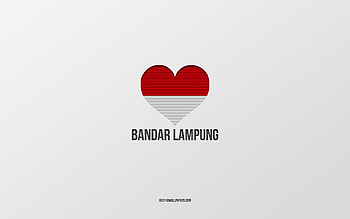 I Love Bandar Lampung, Indonesian cities, Day of Bandar Lampung, gray background, Bandar Lampung, Indonesia, Indonesian flag heart, favorite cities, Love Bandar Lampung HD wallpaper
