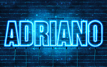 Adriano, , with names, Adriano name, blue neon lights, Adriano Birtay, Happy Birtay Adriano, popular italian male names, with Adriano name HD wallpaper