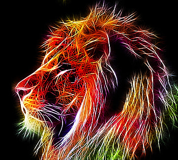 The Heart Of A Lion, mane, colorful, male lion, fractal HD wallpaper