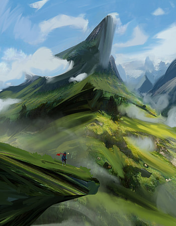 Art, Rocks, Vertex, Top, Paints, Canvas, Wanderer HD phone wallpaper