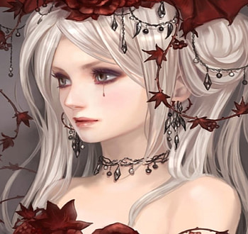 Red Ivy, white, beautiful, long hair, dark, woman, ivy, lady, fantasy, abstract, white hair, red, maiden, fantasy woman, female HD wallpaper