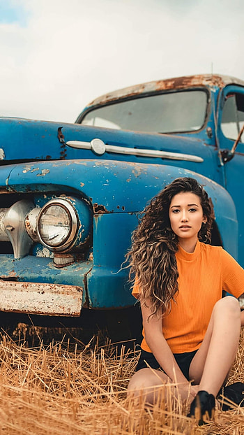 Field, Girls and Trucks HD phone wallpaper