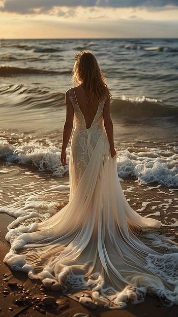Bridal Elegance by the Sea - Exquisite Wedding Dress, wedding dress, bride HD phone wallpaper