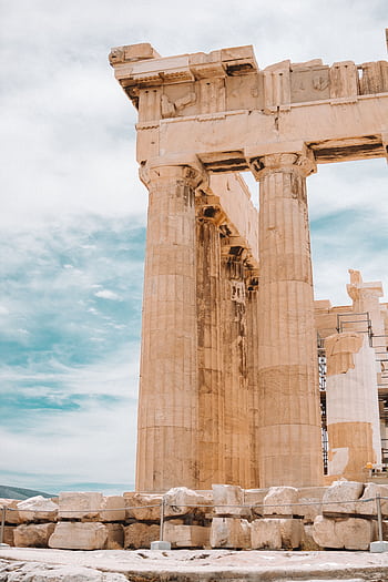High angle view of the iconic Parthenon temple ruins in Athens showcasing ancient Greek architecture. HD phone wallpaper
