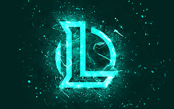 League of Legends turquoise logo, , LoL, turquoise neon lights, creative, turquoise abstract background, League of Legends logo, LoL logo, online games, League of Legends HD wallpaper