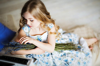 Blue Princess (for Andonia), blue, sweet, girl, little lady, lady, lavender, with love, Andonia, sweetness, flowers, adorable, princess, child HD wallpaper