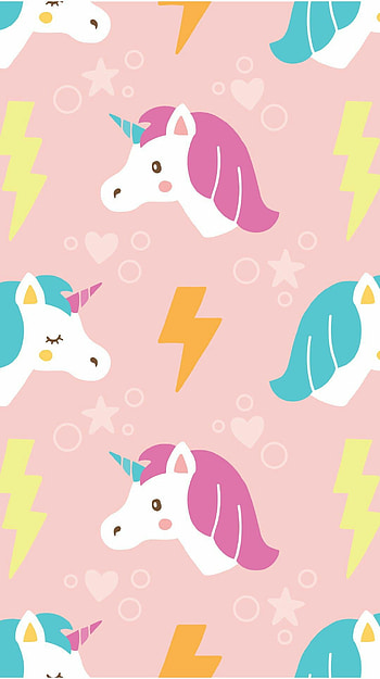 Hand drawn cute unicorn with lightning pattern HD phone wallpaper