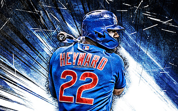 Jason Heyward, grunge art, back view, Chicago Cubs, MLB, right fielder, baseball, Jason Alias Heyward, blue abstract rays, Jason Heyward Chicago Cubs, Jason Heyward , J-Hey HD wallpaper