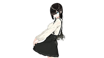 School uniform, cute, anime girl, minimal, art HD wallpaper