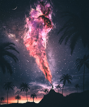 Magic, Fantasy, Night, Silhouette, Starry Sky, Strength, Force HD phone wallpaper