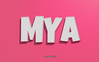 Mya, pink lines background, with names, Mya name, female names, Mya greeting card, line art, with Mya name HD wallpaper