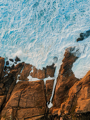 Nature, Sea, Waves, Rocks, View From Above, Coast HD phone wallpaper