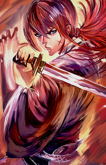 Rurouni Kenshin, Artistic illustrations, Creative renditions, Visual storytelling HD phone wallpaper