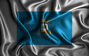 Huelva flag, , silk wavy flags, spanish cities, Day of Huelva, Flag of Huelva, fabric flags, 3D art, Huelva, cities of Spain, Huelva 3D flag HD wallpaper