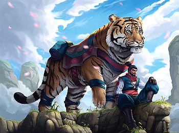 Man With Tiger, artist, artwork, artstation, digital-art HD wallpaper