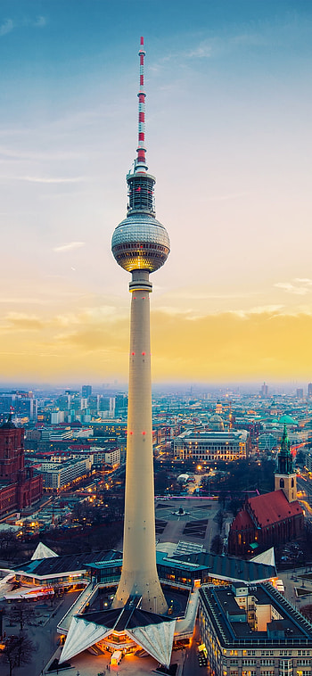Berlin Skyline, Berlin TV Tower, Germany's landmark, Breathtaking sunset HD phone wallpaper