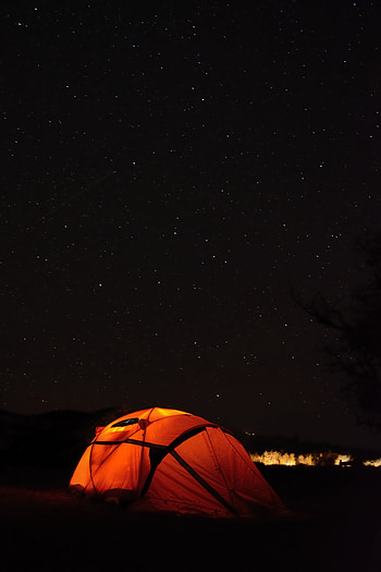 Stars, Night, Dark, Starry Sky, Tent, Camping, Campsite HD phone wallpaper
