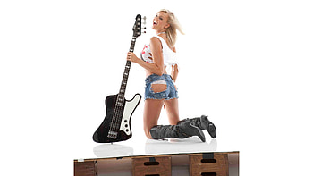 BLONDE BASS BABE, esp, model, blonde, guitar, bass HD wallpaper