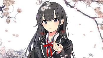 Yahari Ore No Seishun Love Comedy Wa Machigatteiru, Yukino Yukinoshita, Anime, My Teen Romantic Comedy Snafu, Black Eyes, Black Hair, Long Hair, Sakura Blossom, School Uniform HD wallpaper