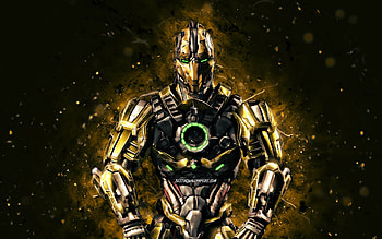 Cyrax, , brown neon lights, Mortal Kombat Mobile, fighting games, MK Mobile, creative, Mortal Kombat, Cyrax Mortal Kombat HD wallpaper