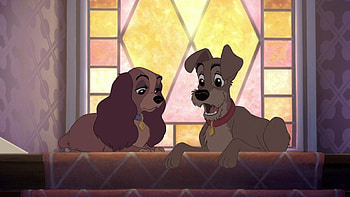 Lady and the Tramp, Animated love story, Iconic spaghetti scene, Disney classic HD wallpaper
