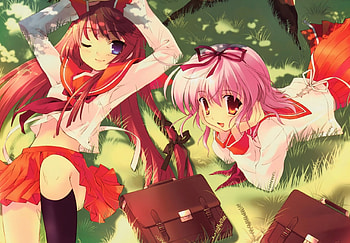 Under a Tree, anime girl, school uniform, school girl, smile HD wallpaper