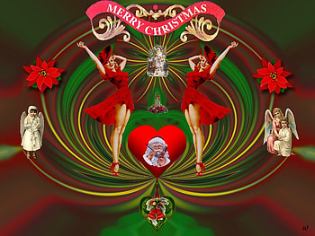 Oldtime Christmas, eye candy, abstract, 3d, fractal, collage HD wallpaper