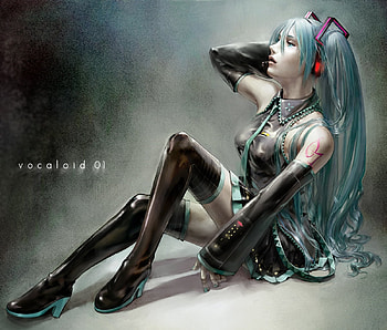 Miku Hatsune, music, anime, hatsune miku, vocaloid, realistic, female HD wallpaper