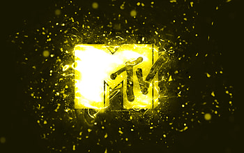MTV yellow logo, , yellow neon lights, creative, yellow abstract background, Music Television, MTV logo, brands, MTV HD wallpaper