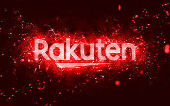 Rakuten red logo, , red neon lights, creative, red abstract background, Rakuten logo, brands, Rakuten HD wallpaper