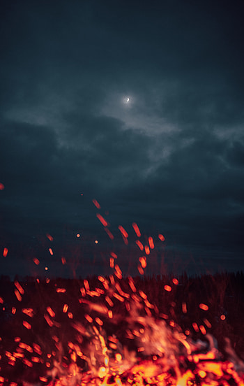 Fire, Bonfire, Night, Dark, Sparks HD phone wallpaper