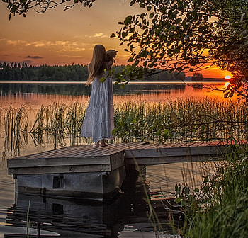 trees, girl, abstract, alone HD wallpaper