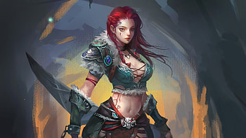 Redhead Warrior Girl , artist, artwork, artstation HD wallpaper