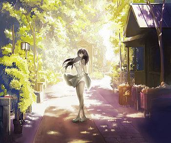 Anime Girl In Beautiful Dress Outdoors , anime-girl, anime, artist, artwork, digital-art HD wallpaper