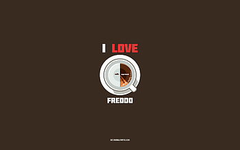Freddo recipe, , cup with Freddo ingredients, I love Freddo Coffee, brown background, Freddo Coffee, coffee recipes, Freddo ingredients HD wallpaper