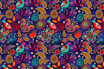 Flowers, Birds, Bright, Motley, Pattern, Texture, Textures, Colourful, Colorful, Variegated, Folklore HD wallpaper