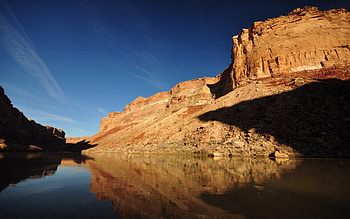 Rock, sky, water, canyon HD wallpaper